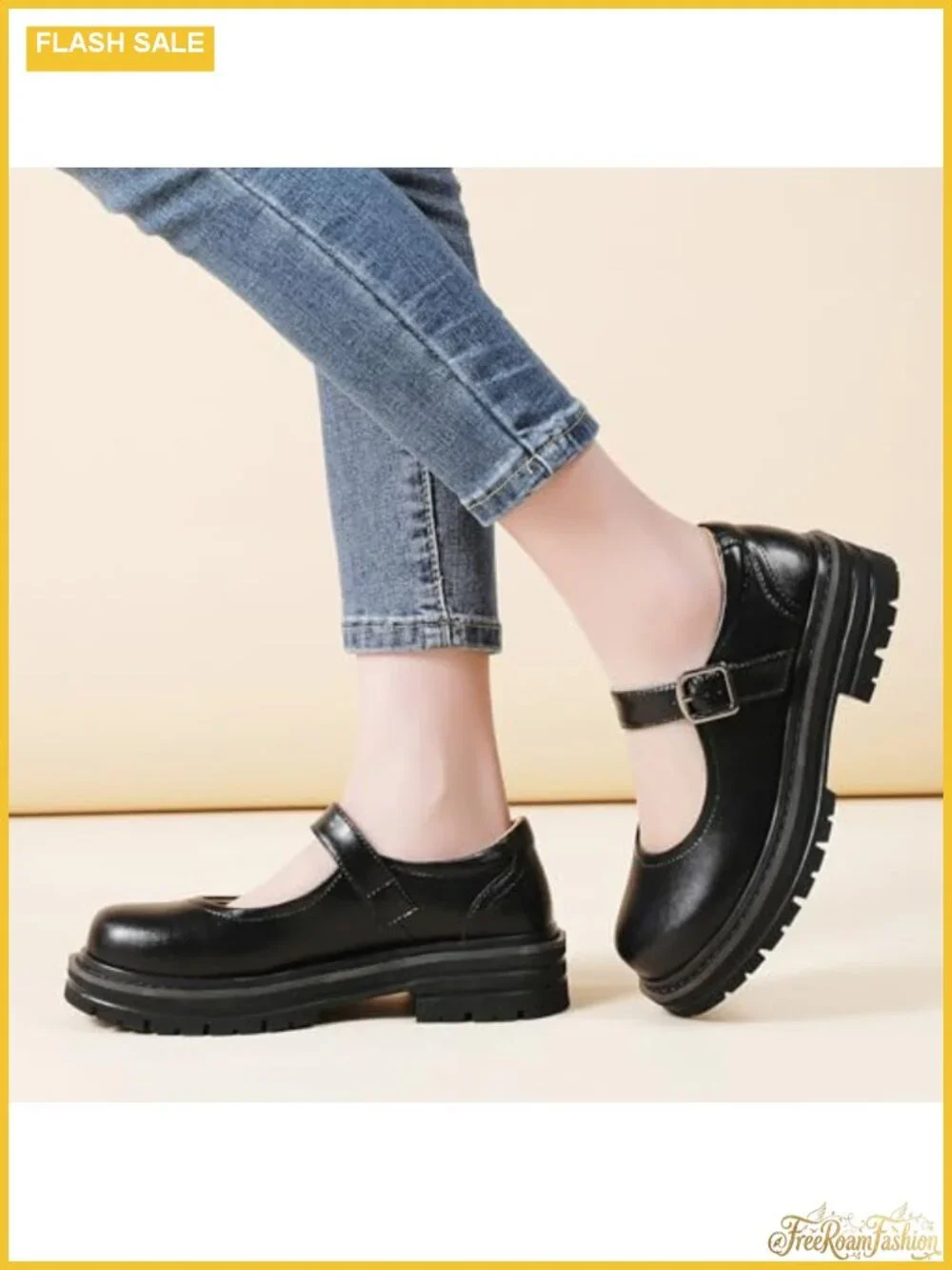 Women's Mary Jane Platform Oxford Chunky Non-Slip Faux Leather